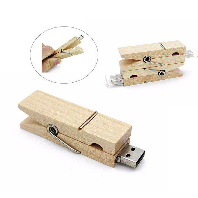 Clip design wood flash drive