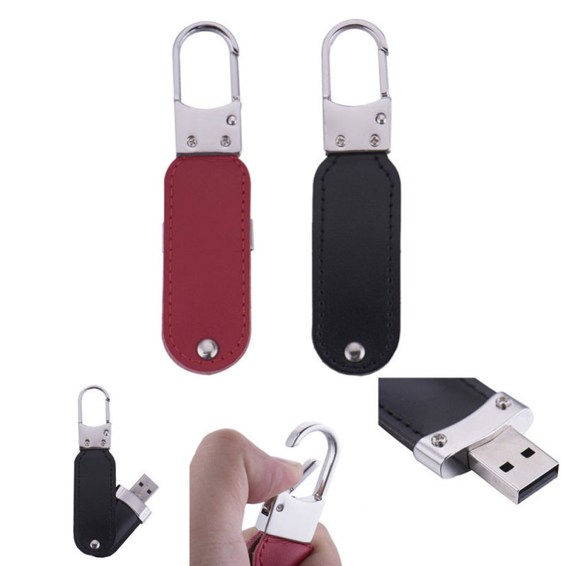 Hang buckle leather usb flash drive