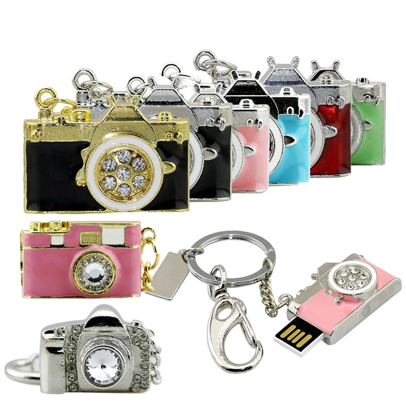 Crystal camera usb flash drive with keychain 