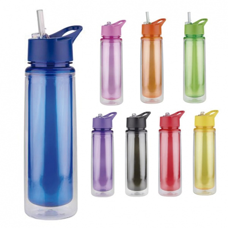 610 ml water bottle double wall straw and safety valve