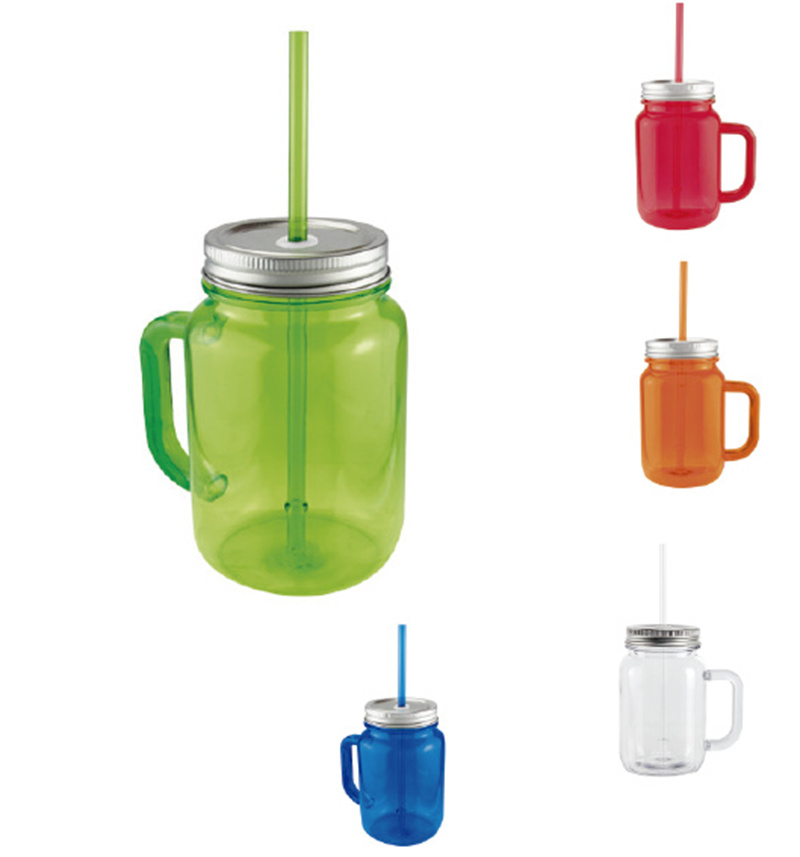 600 ml plastic cup with plastic and metal straw