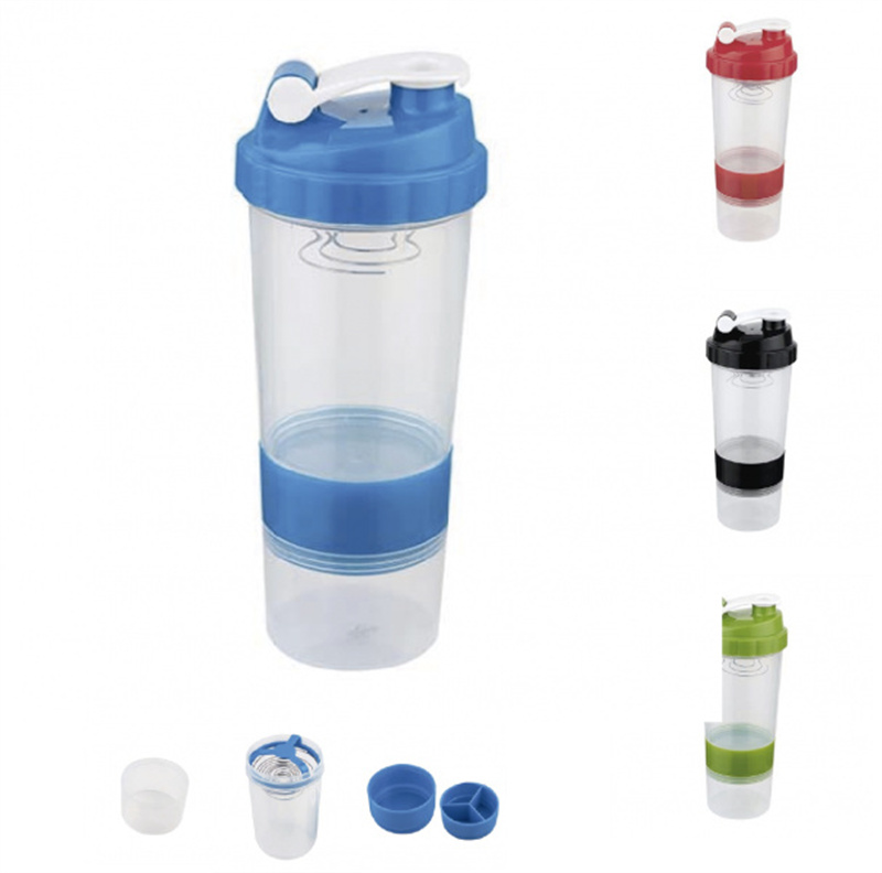 Plastic water bottle with stirrer and divider 